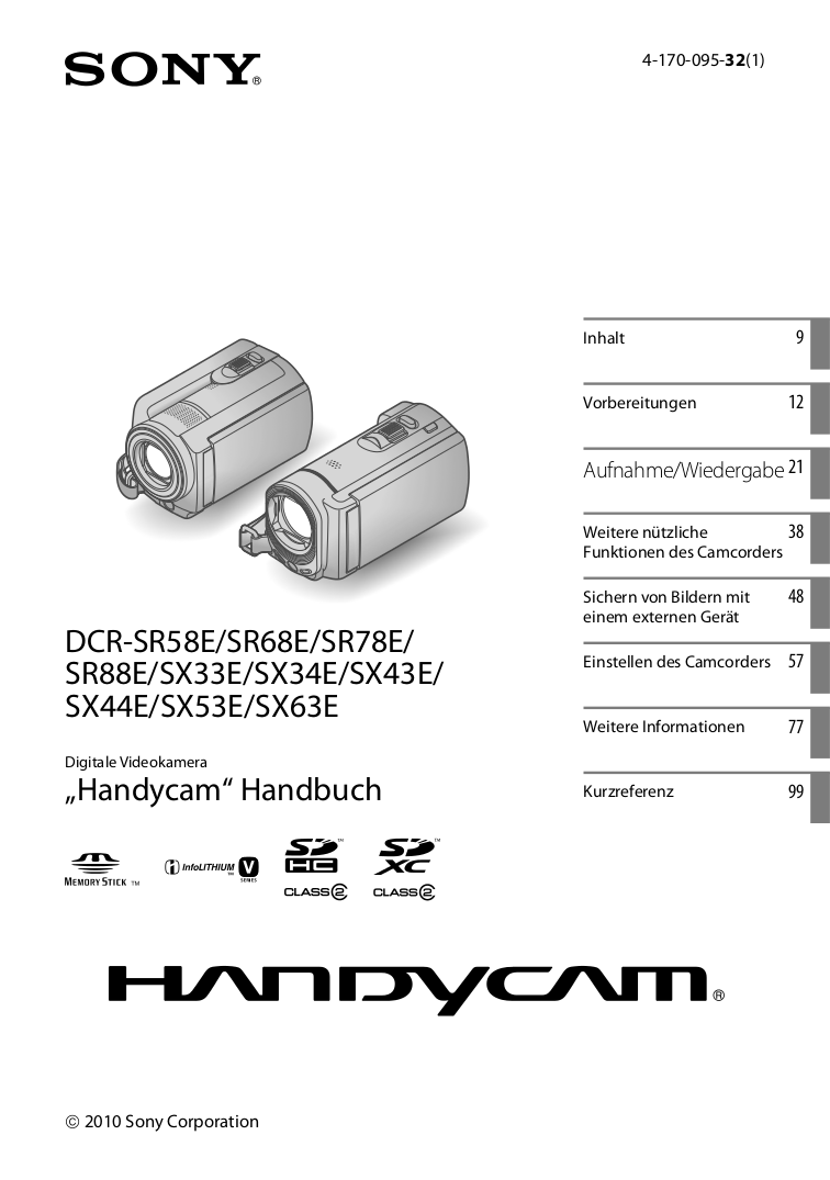 Download free pdf for Sony Handycam DCRSR68 Camcorders manual Download free pdf for Sony Handycam DCRSR68 Camcorders manual